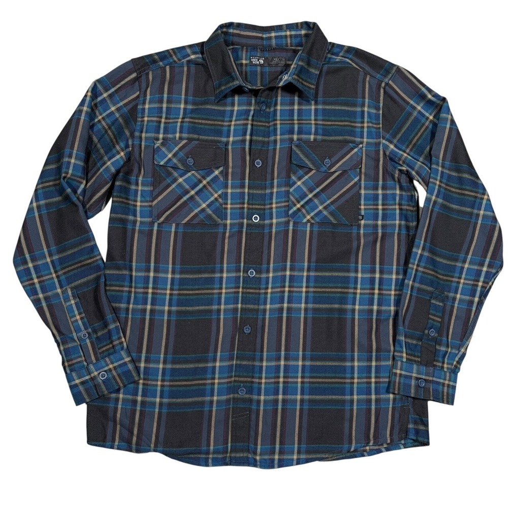 Mountain Hardwear Trekkin Flannel Shirt Mens XL Plaid Polyester Tech Long Sleeve